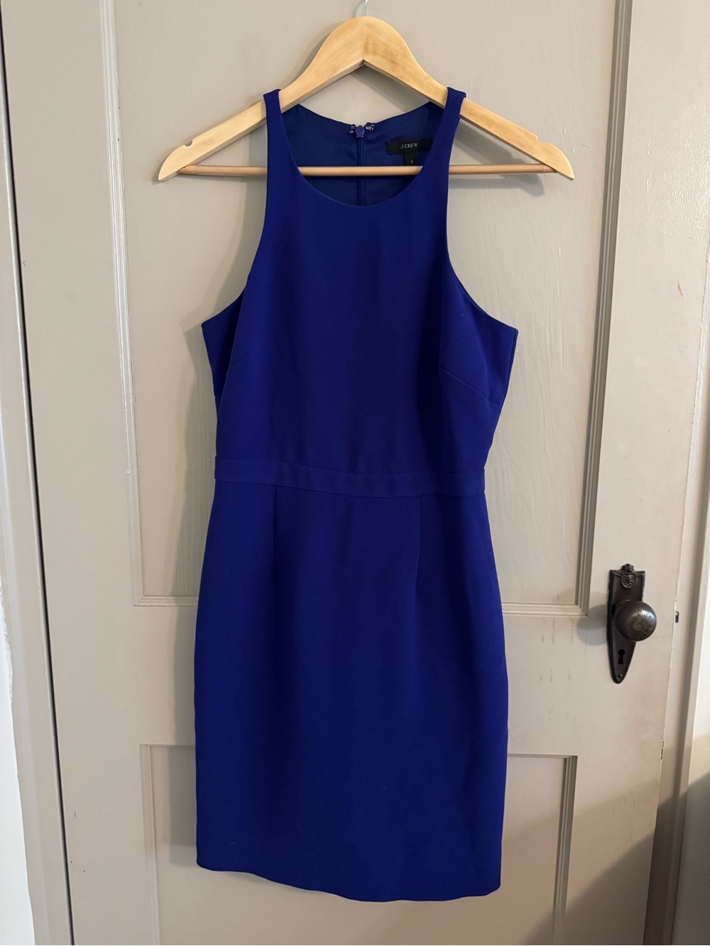 J. Crew Cobalt Blue High-Neck Sheath Dress